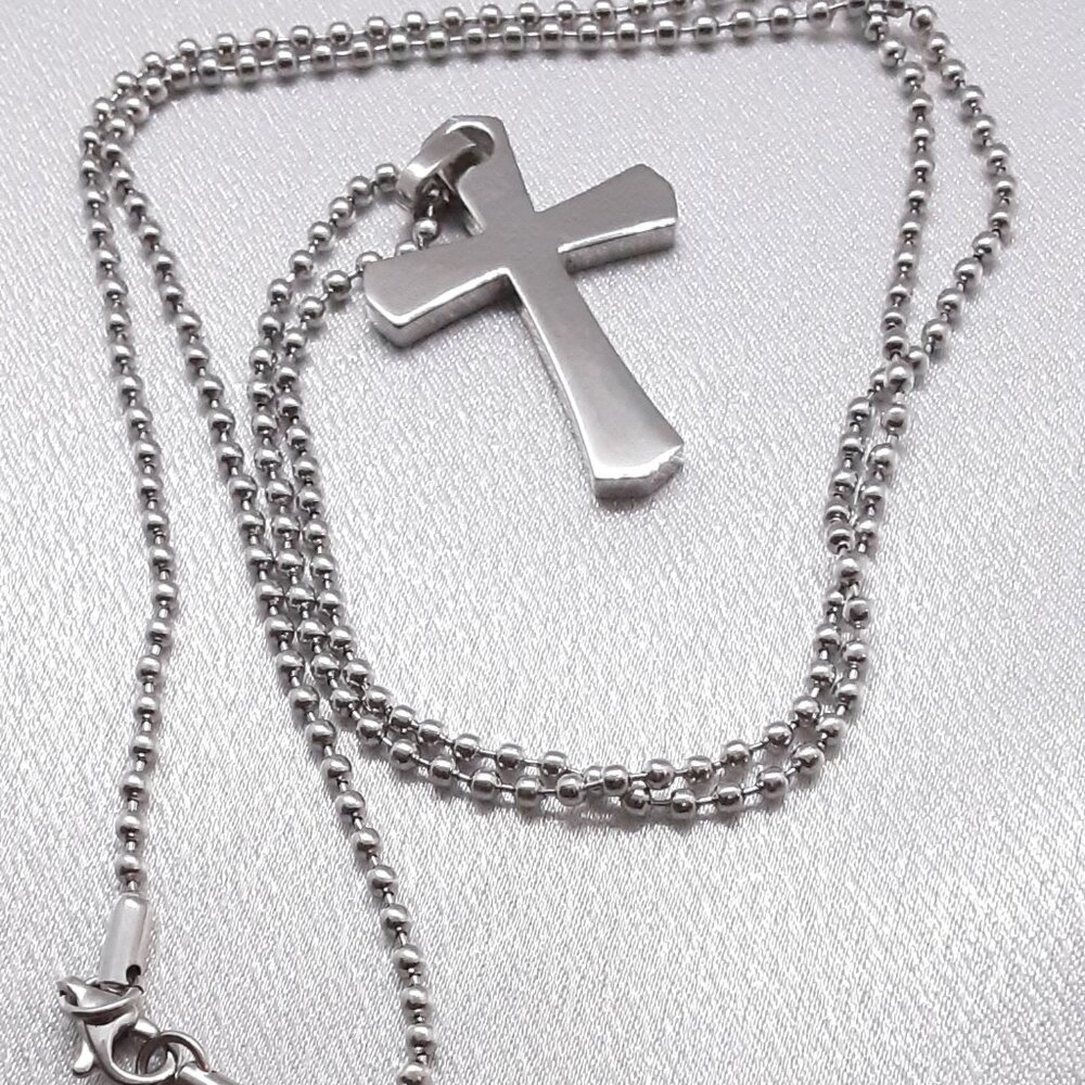 NEW Stuller Stainless steel cross necklace